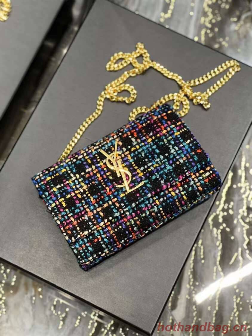 Yves Saint Laurent PUFFER SMALL BAG IN CHECKED TWEED AND LAMBSKIN 569930 multicolour Yves Saint Laurent PUFFER SMALL BAG IN CHECKED TWEED AND LAMBSKIN 569930 multicolour