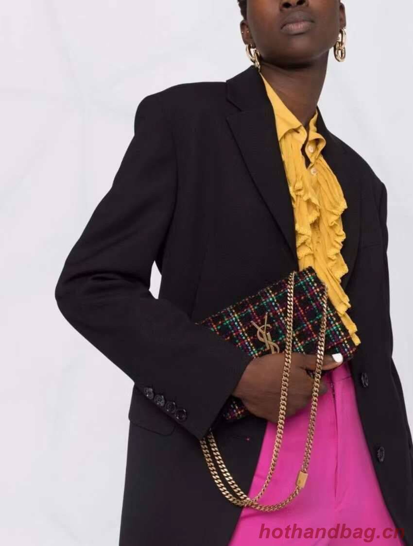 Yves Saint Laurent PUFFER SMALL BAG IN CHECKED TWEED AND LAMBSKIN 569930 multicolour Yves Saint Laurent PUFFER SMALL BAG IN CHECKED TWEED AND LAMBSKIN 569930 multicolour