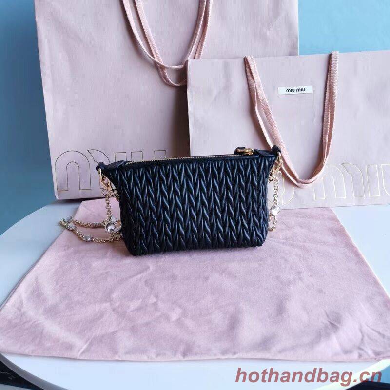 miu miu Matelasse Nappa Leather mini Shoulder Bag 6BE641 black