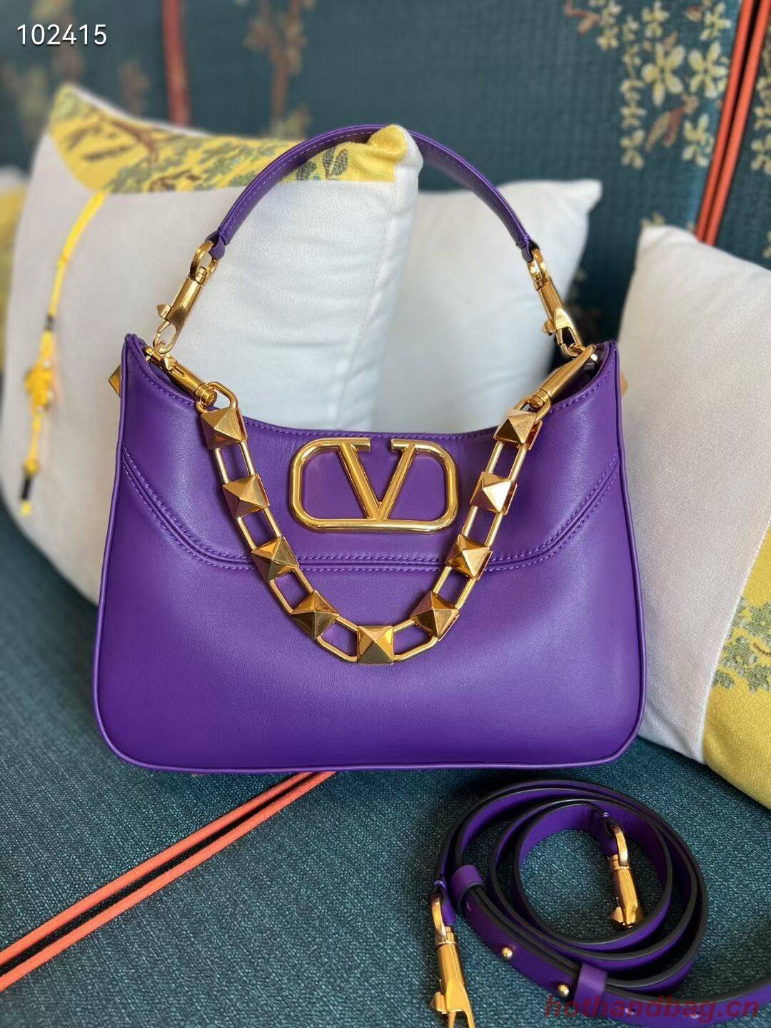 VALENTINO GARAVANI Loco Calf leather bag V2028 purple VALENTINO GARAVANI Loco Calf leather bag V2028 purple