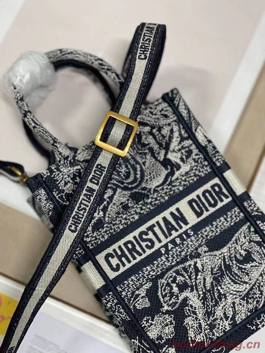 MINI DIOR BOOK TOTE PHONE BAG Blue Toile de Jouy Reverse Embroidery S5555CRGO MINI DIOR BOOK TOTE PHONE BAG Blue Toile de Jouy Reverse Embroidery S5555CRGO