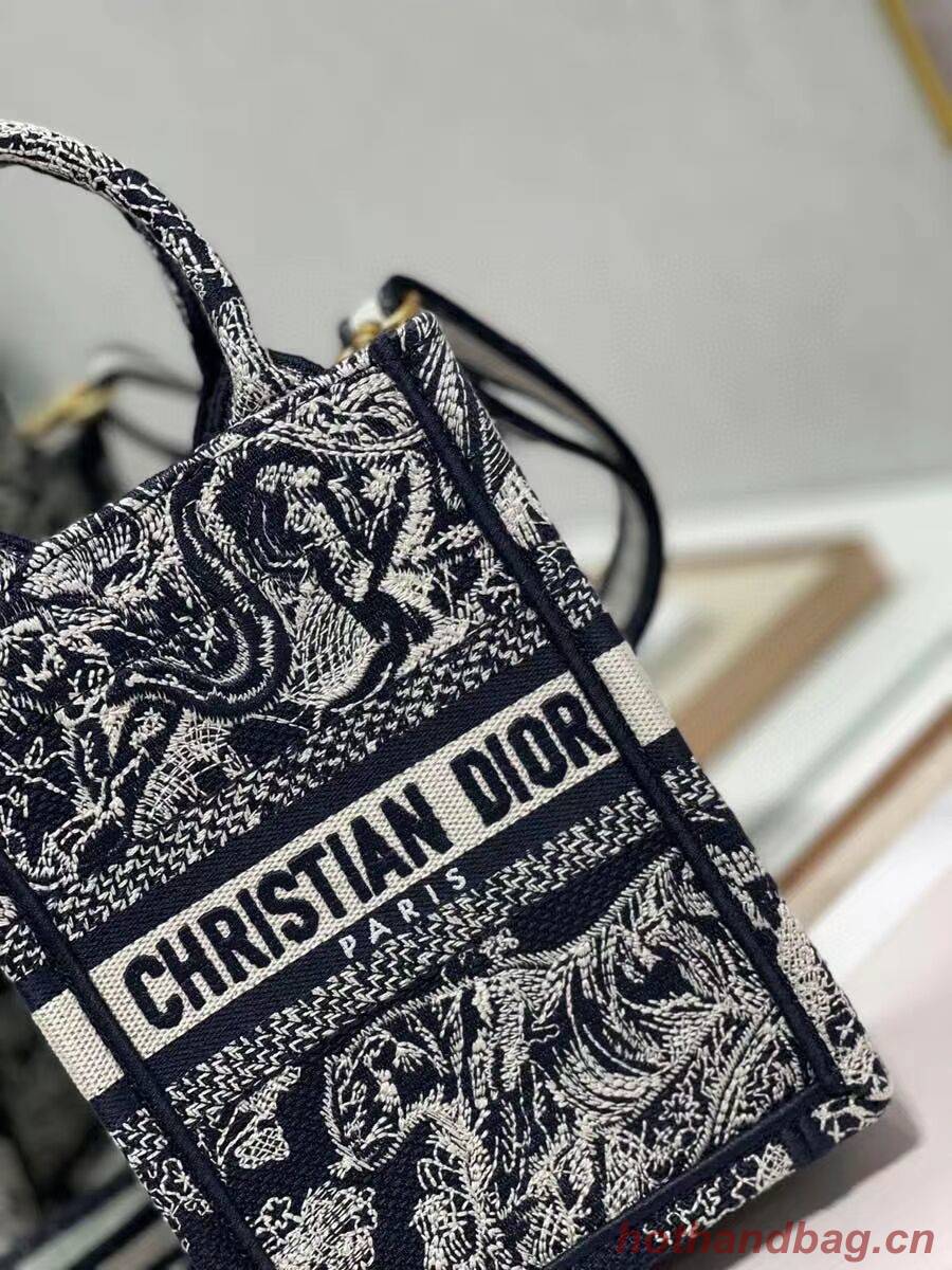 MINI DIOR BOOK TOTE PHONE BAG Blue Toile de Jouy Reverse Embroidery S5555CRGO MINI DIOR BOOK TOTE PHONE BAG Blue Toile de Jouy Reverse Embroidery S5555CRGO
