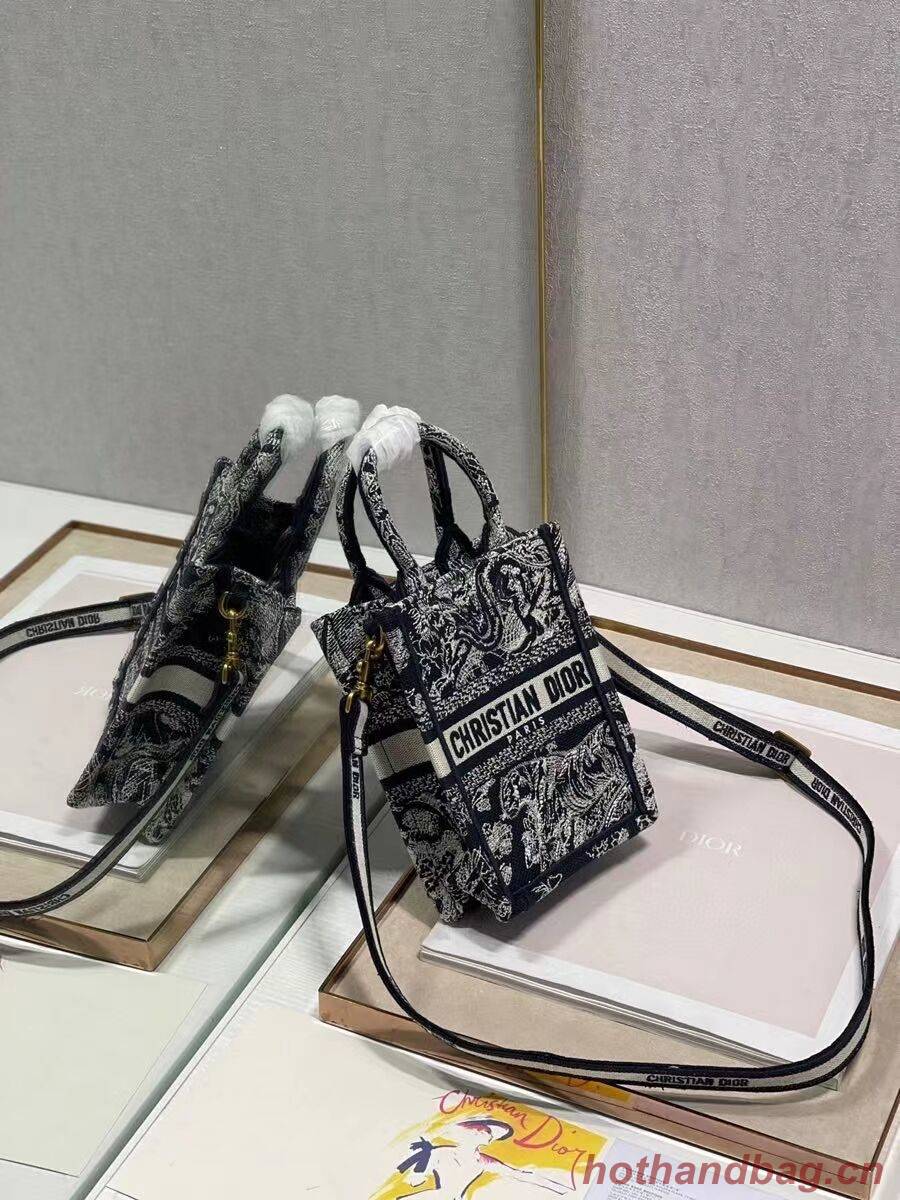 MINI DIOR BOOK TOTE PHONE BAG Blue Toile de Jouy Reverse Embroidery S5555CRGO MINI DIOR BOOK TOTE PHONE BAG Blue Toile de Jouy Reverse Embroidery S5555CRGO