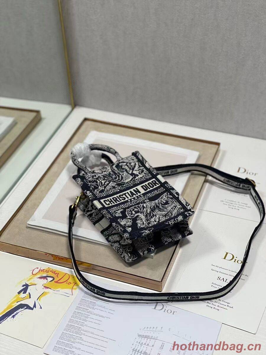 MINI DIOR BOOK TOTE PHONE BAG Blue Toile de Jouy Reverse Embroidery S5555CRGO MINI DIOR BOOK TOTE PHONE BAG Blue Toile de Jouy Reverse Embroidery S5555CRGO