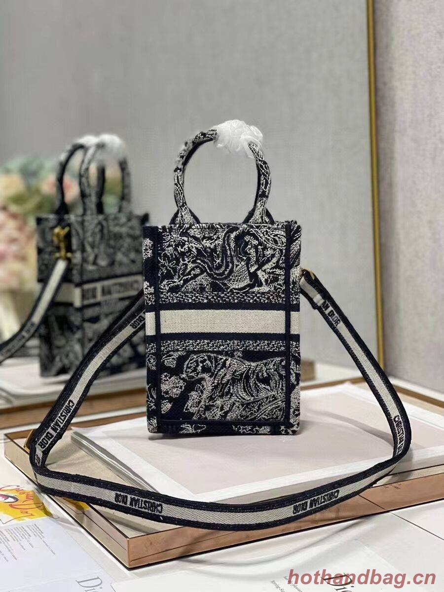 MINI DIOR BOOK TOTE PHONE BAG Blue Toile de Jouy Reverse Embroidery S5555CRGO MINI DIOR BOOK TOTE PHONE BAG Blue Toile de Jouy Reverse Embroidery S5555CRGO