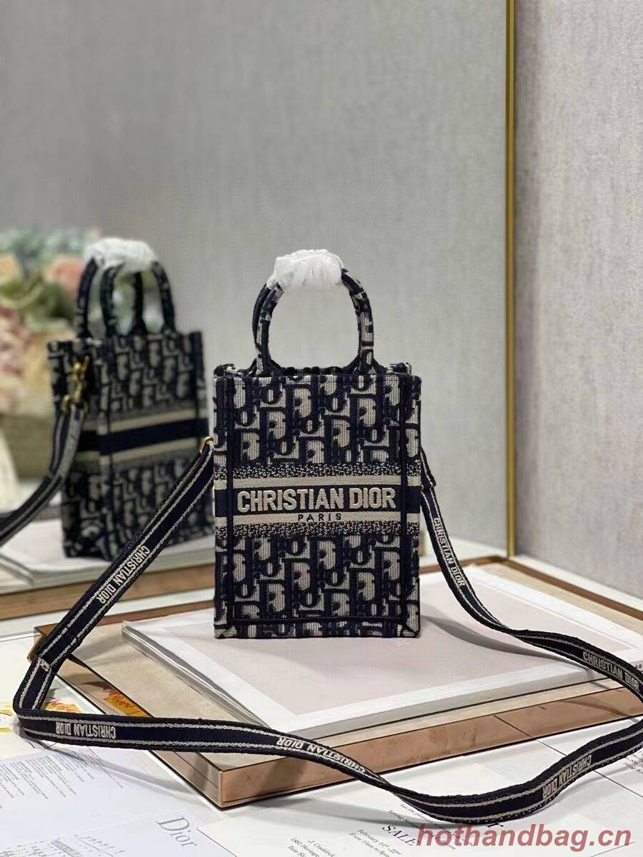 MINI DIOR BOOK TOTE PHONE BAG Blue Dior Oblique Embroidery S5555CRIW MINI DIOR BOOK TOTE PHONE BAG Blue Dior Oblique Embroidery S5555CRIW