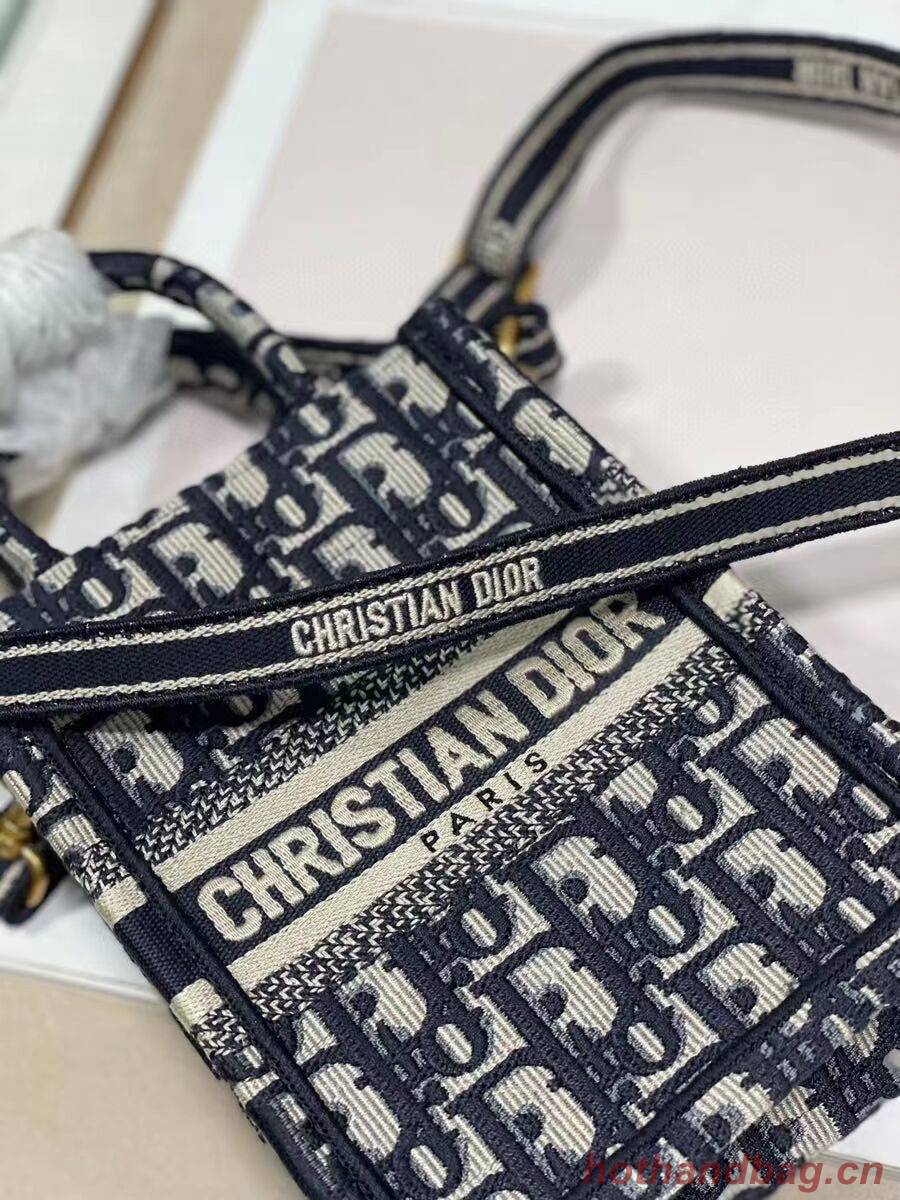 MINI DIOR BOOK TOTE PHONE BAG Blue Dior Oblique Embroidery S5555CRIW MINI DIOR BOOK TOTE PHONE BAG Blue Dior Oblique Embroidery S5555CRIW