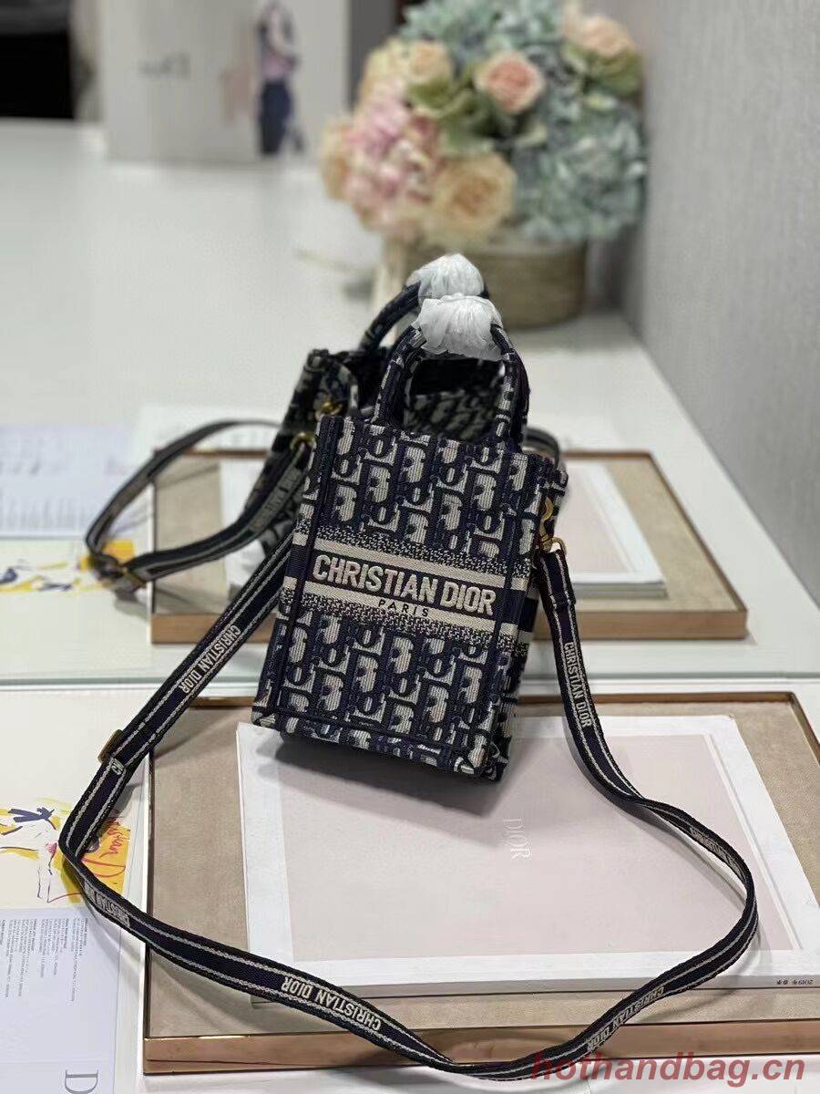 MINI DIOR BOOK TOTE PHONE BAG Blue Dior Oblique Embroidery S5555CRIW MINI DIOR BOOK TOTE PHONE BAG Blue Dior Oblique Embroidery S5555CRIW