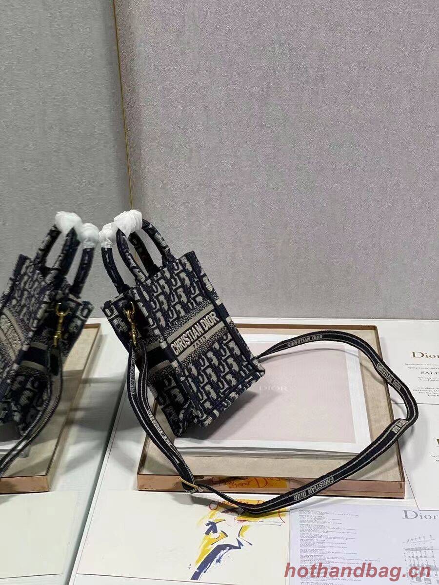 MINI DIOR BOOK TOTE PHONE BAG Blue Dior Oblique Embroidery S5555CRIW MINI DIOR BOOK TOTE PHONE BAG Blue Dior Oblique Embroidery S5555CRIW