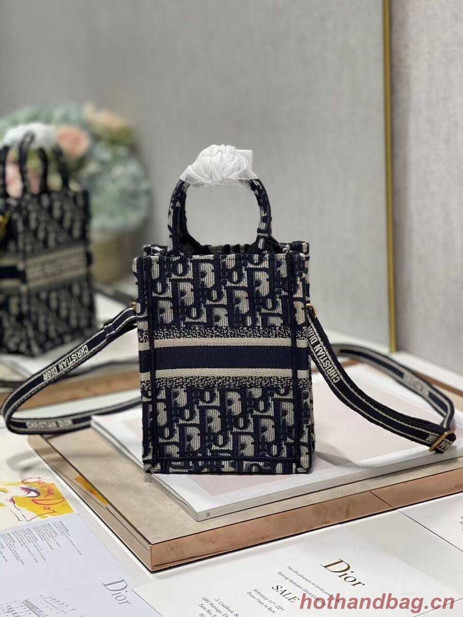 MINI DIOR BOOK TOTE PHONE BAG Blue Dior Oblique Embroidery S5555CRIW MINI DIOR BOOK TOTE PHONE BAG Blue Dior Oblique Embroidery S5555CRIW