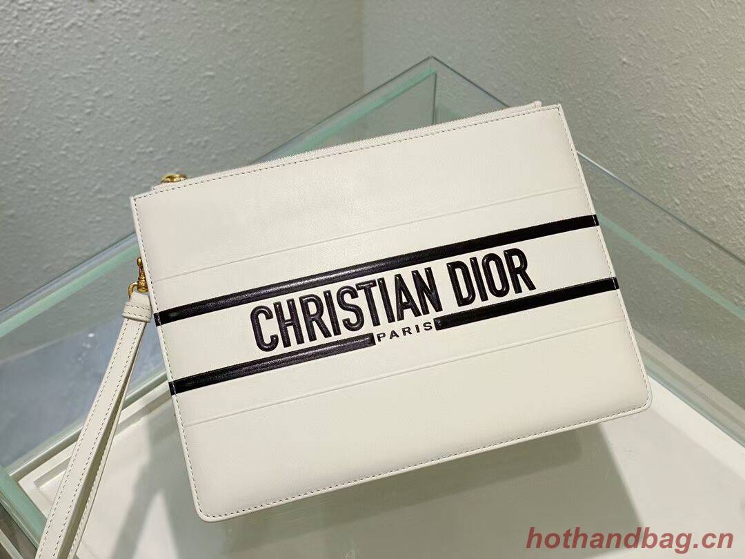 Dior Calfskin Cluth Bag C9181 white Dior Calfskin Cluth Bag C9181 white