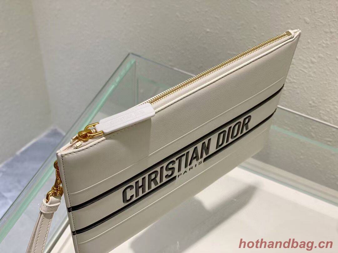 Dior Calfskin Cluth Bag C9181 white Dior Calfskin Cluth Bag C9181 white