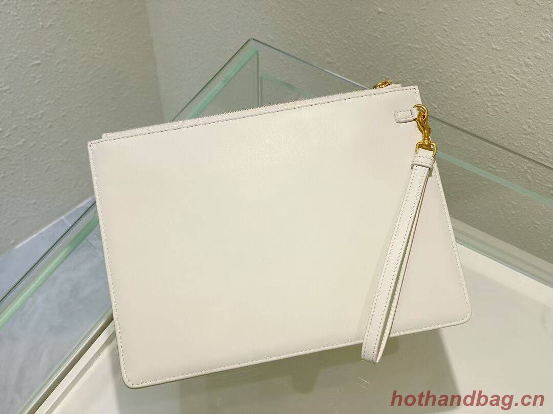 Dior Calfskin Cluth Bag C9181 white Dior Calfskin Cluth Bag C9181 white