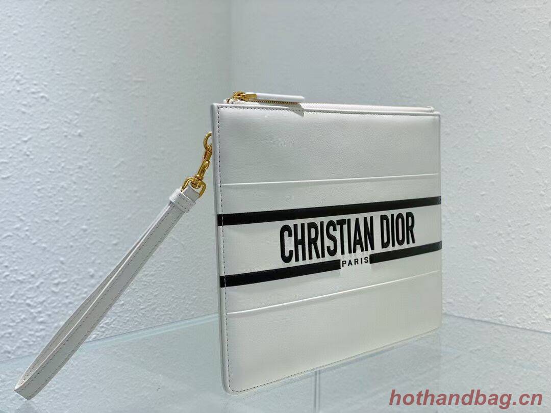 Dior Calfskin Cluth Bag C9181 white Dior Calfskin Cluth Bag C9181 white