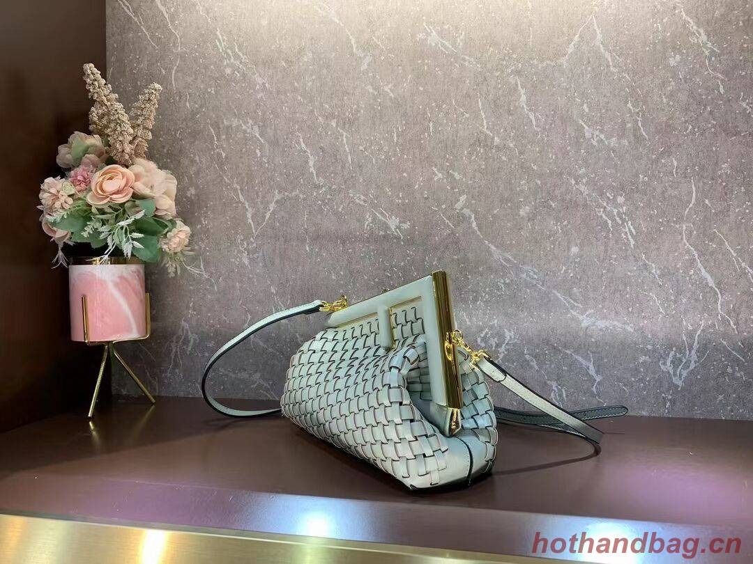 Fendi First Small Mint green leather interlace bag 8BP129A green