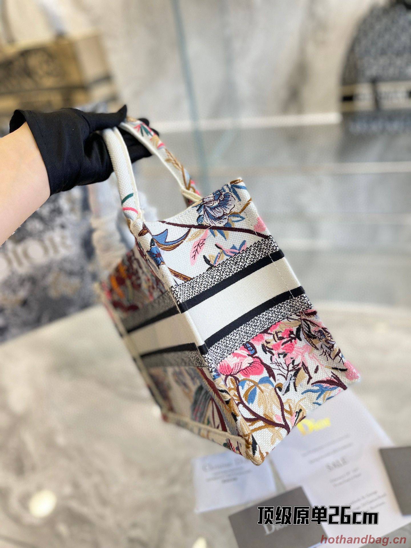 SMALL DIOR BOOK TOTE Multicolor Mille Fleurs Embroidery M1266 SMALL DIOR BOOK TOTE Multicolor Mille Fleurs Embroidery M1266