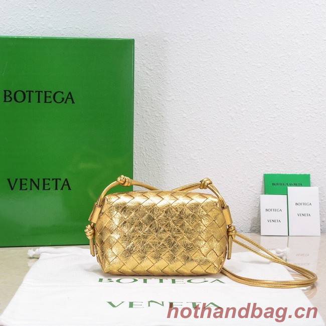 Bottega Veneta Mini intrecciato leather cross-body bag 680254 gold