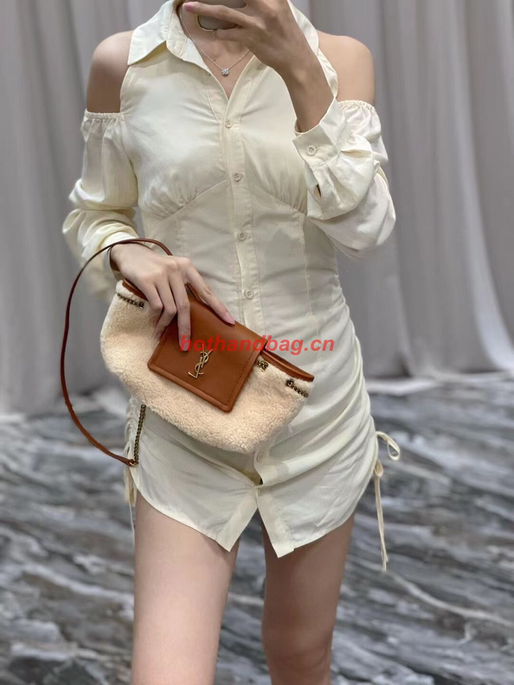 SAINT LAUREN LE MAILLON BUCKET BAG IN SUEDE Y667738 brown SAINT LAUREN LE MAILLON BUCKET BAG IN SUEDE Y667738 brown