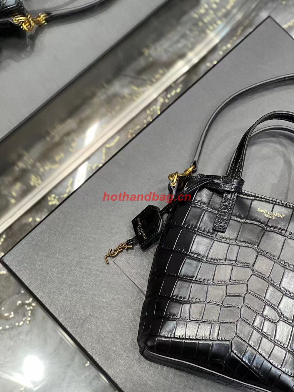 SAINT LAUREN shoulder bag IN CROCODILE-EMBOSSED LEATHER Y722366 black SAINT LAUREN shoulder bag IN CROCODILE-EMBOSSED LEATHER Y722366 black