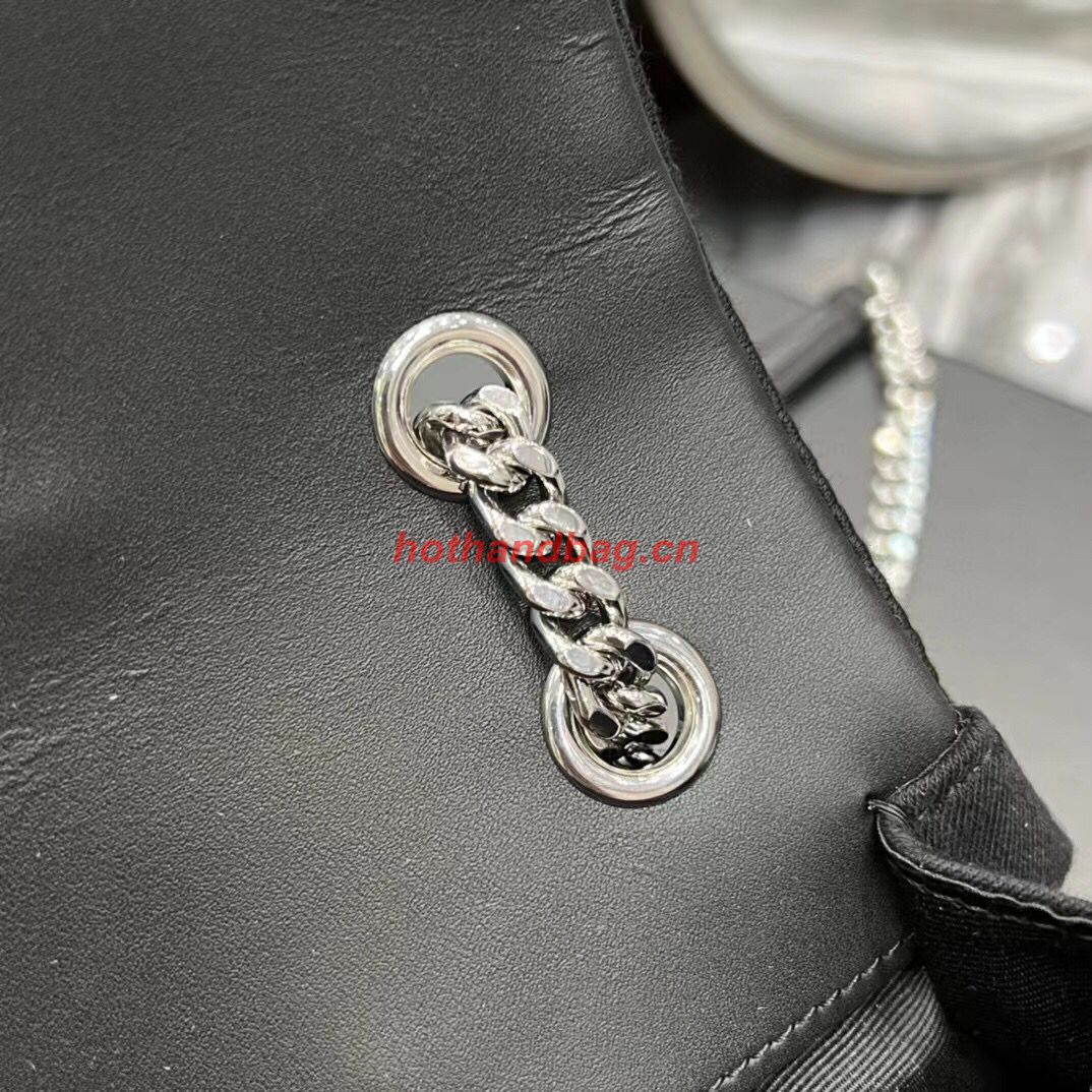 SAINT LAURENT JAMIE MEDIUM CHAIN BAG CARRE RIVE GAUCHE IN LAMBSKIN AND SUEDE 515821 black SAINT LAURENT JAMIE MEDIUM CHAIN BAG CARRE RIVE GAUCHE IN LAMBSKIN AND SUEDE 515821 black