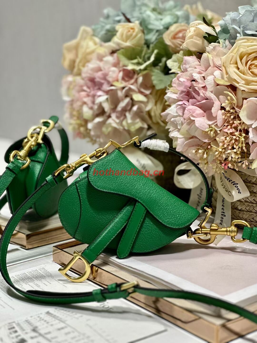 DIOR MICRO SADDLE BAG Antique Goatskin S5685CC green DIOR MICRO SADDLE BAG Antique Goatskin S5685CC green