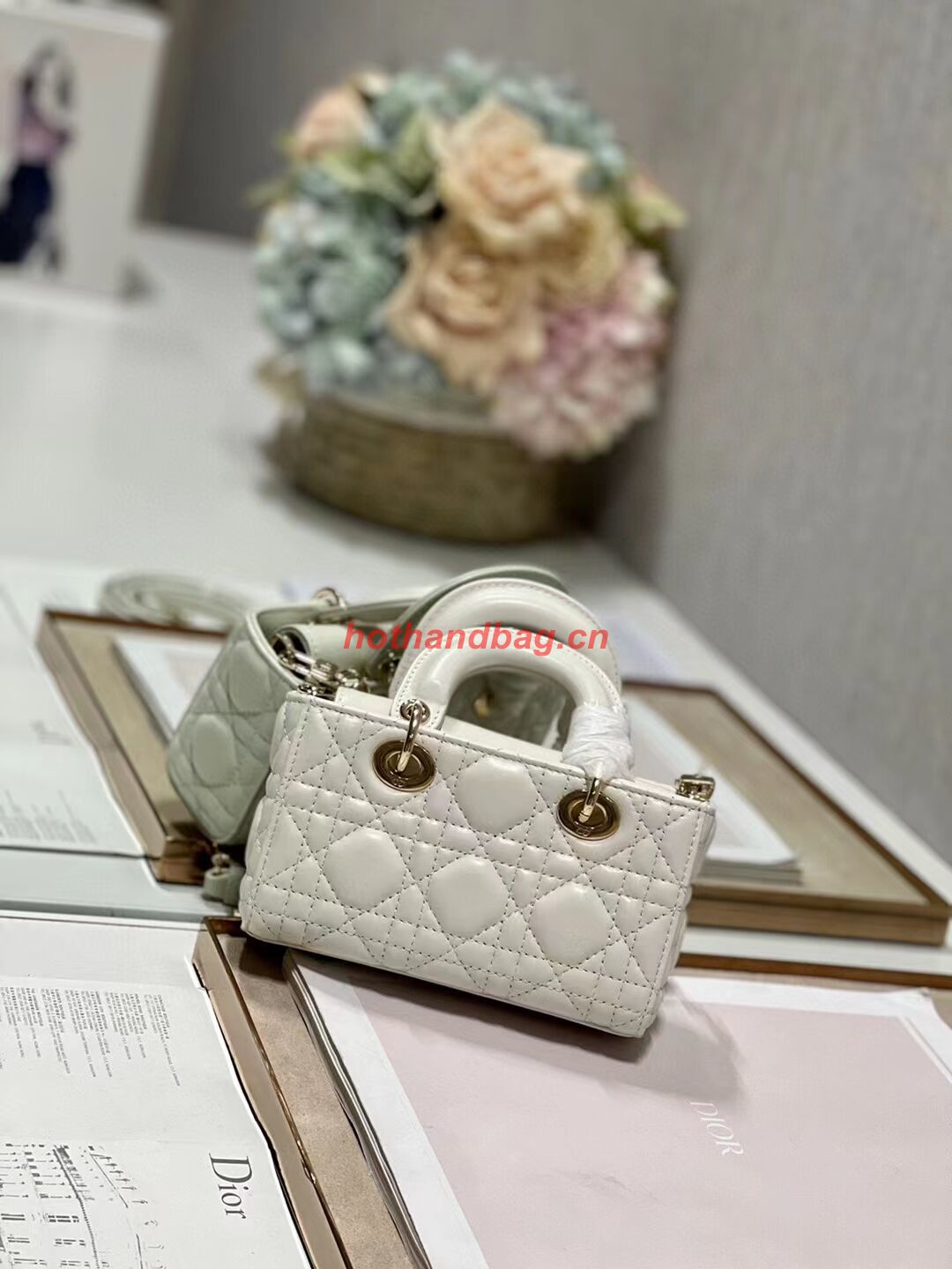 DIOR MICRO LADY D-JOY BAG Cannage Lambskin S0910 white DIOR MICRO LADY D-JOY BAG Cannage Lambskin S0910 white