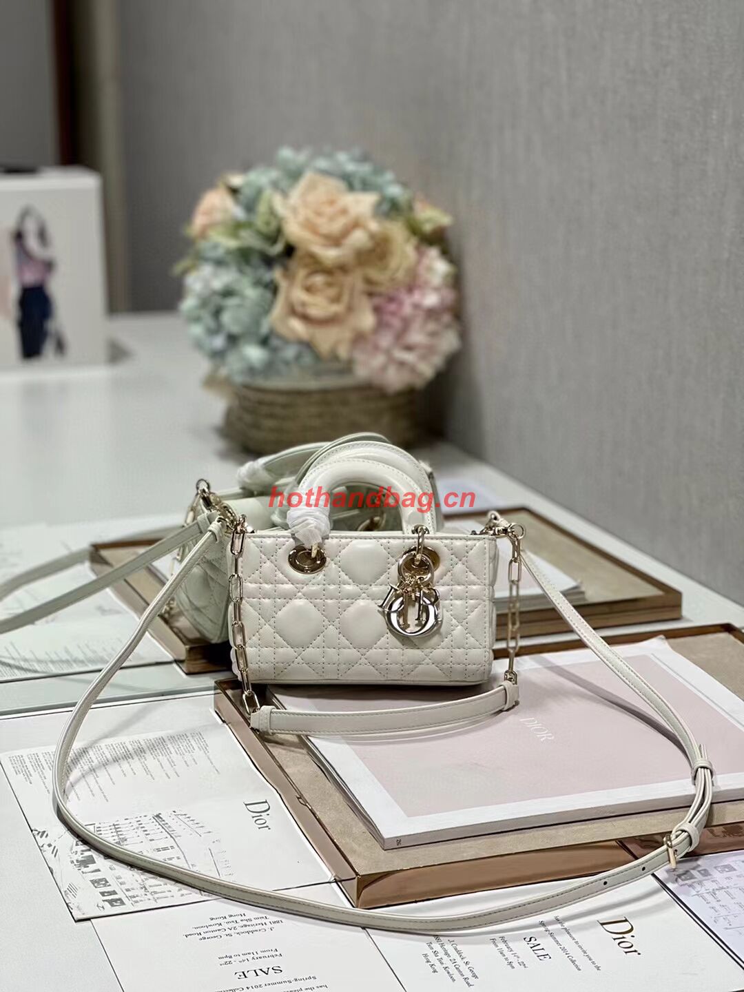 DIOR MICRO LADY D-JOY BAG Cannage Lambskin S0910 white DIOR MICRO LADY D-JOY BAG Cannage Lambskin S0910 white