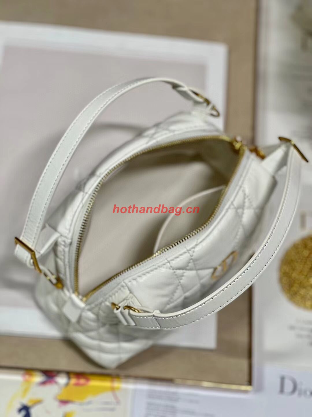 LADY DIOR TOP HANDLE SMALL BAG Latte Cannage Lambskin C0655 WHITE LADY DIOR TOP HANDLE SMALL BAG Latte Cannage Lambskin C0655 WHITE