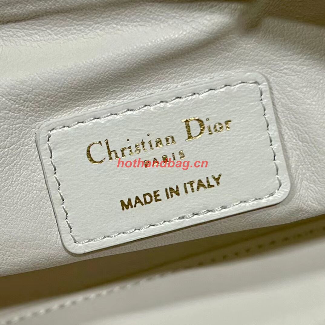 LADY DIOR TOP HANDLE SMALL BAG Latte Cannage Lambskin C0655 WHITE LADY DIOR TOP HANDLE SMALL BAG Latte Cannage Lambskin C0655 WHITE