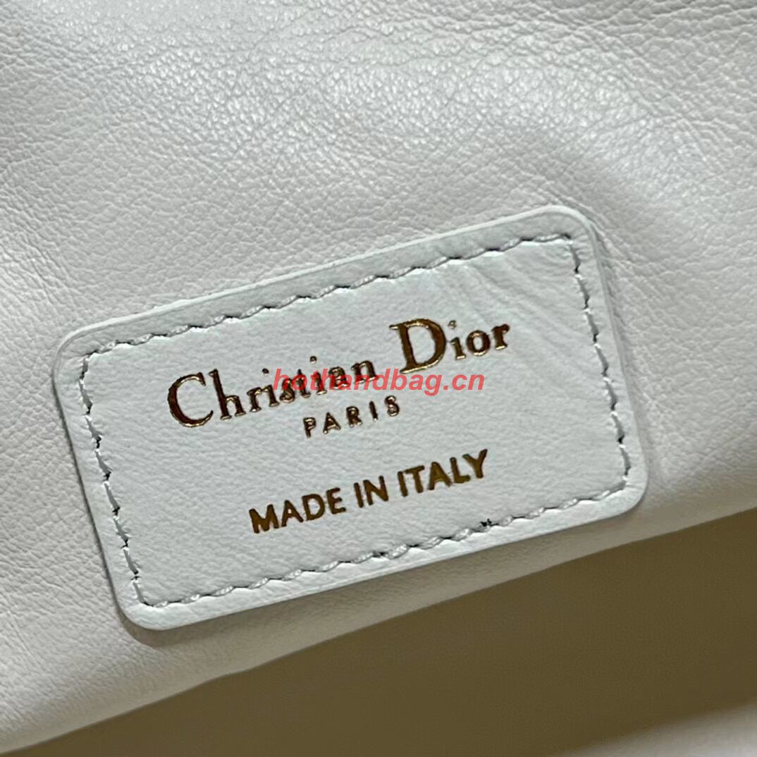 LADY DIOR TOP HANDLE SMALL BAG Latte Cannage Lambskin C0656 WHITE LADY DIOR TOP HANDLE SMALL BAG Latte Cannage Lambskin C0656 WHITE