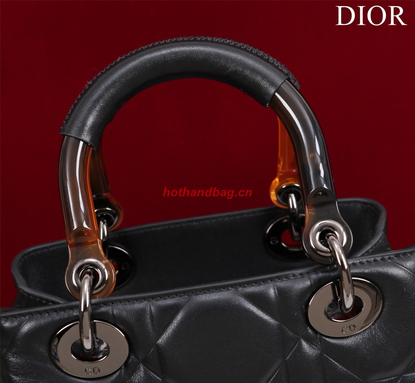 LADY DIOR TOP HANDLE SMALL BAG Latte Cannage Lambskin C0963 BLACK LADY DIOR TOP HANDLE SMALL BAG Latte Cannage Lambskin C0963 BLACK