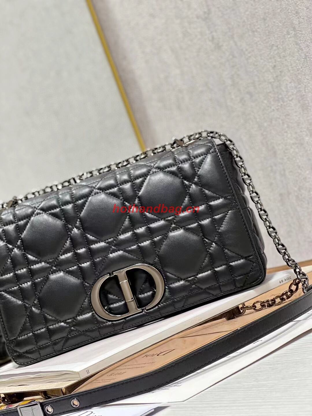 LARGE DIOR CARO BAG Supple Cannage Calfskin C3155 black LARGE DIOR CARO BAG Supple Cannage Calfskin C3155 black