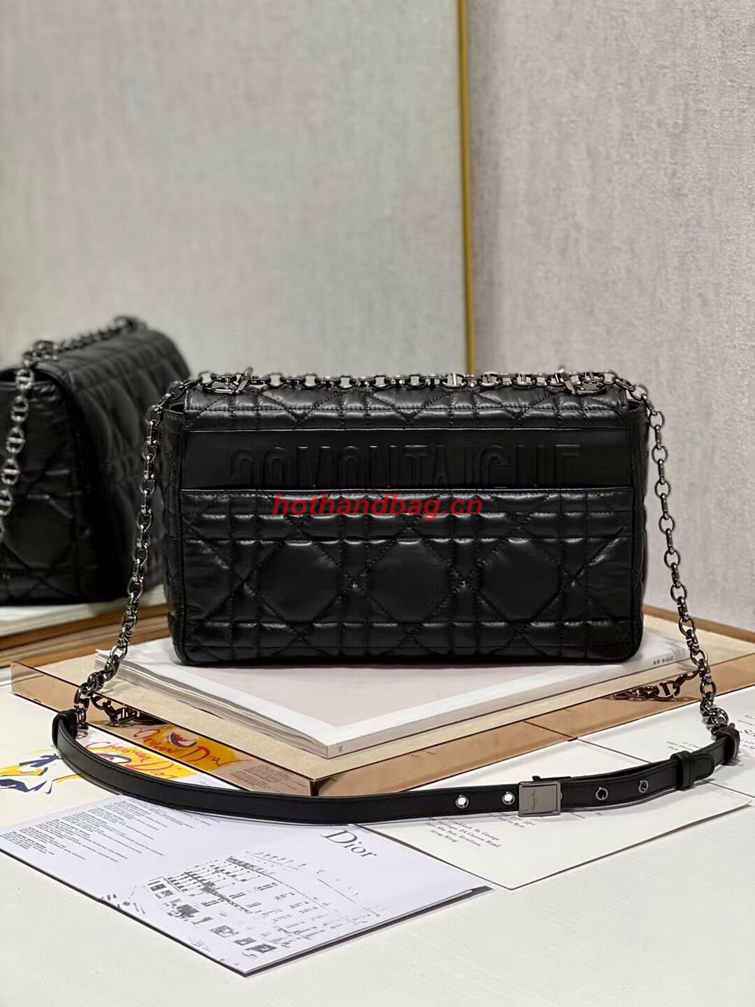 LARGE DIOR CARO BAG Supple Cannage Calfskin C3155 black LARGE DIOR CARO BAG Supple Cannage Calfskin C3155 black