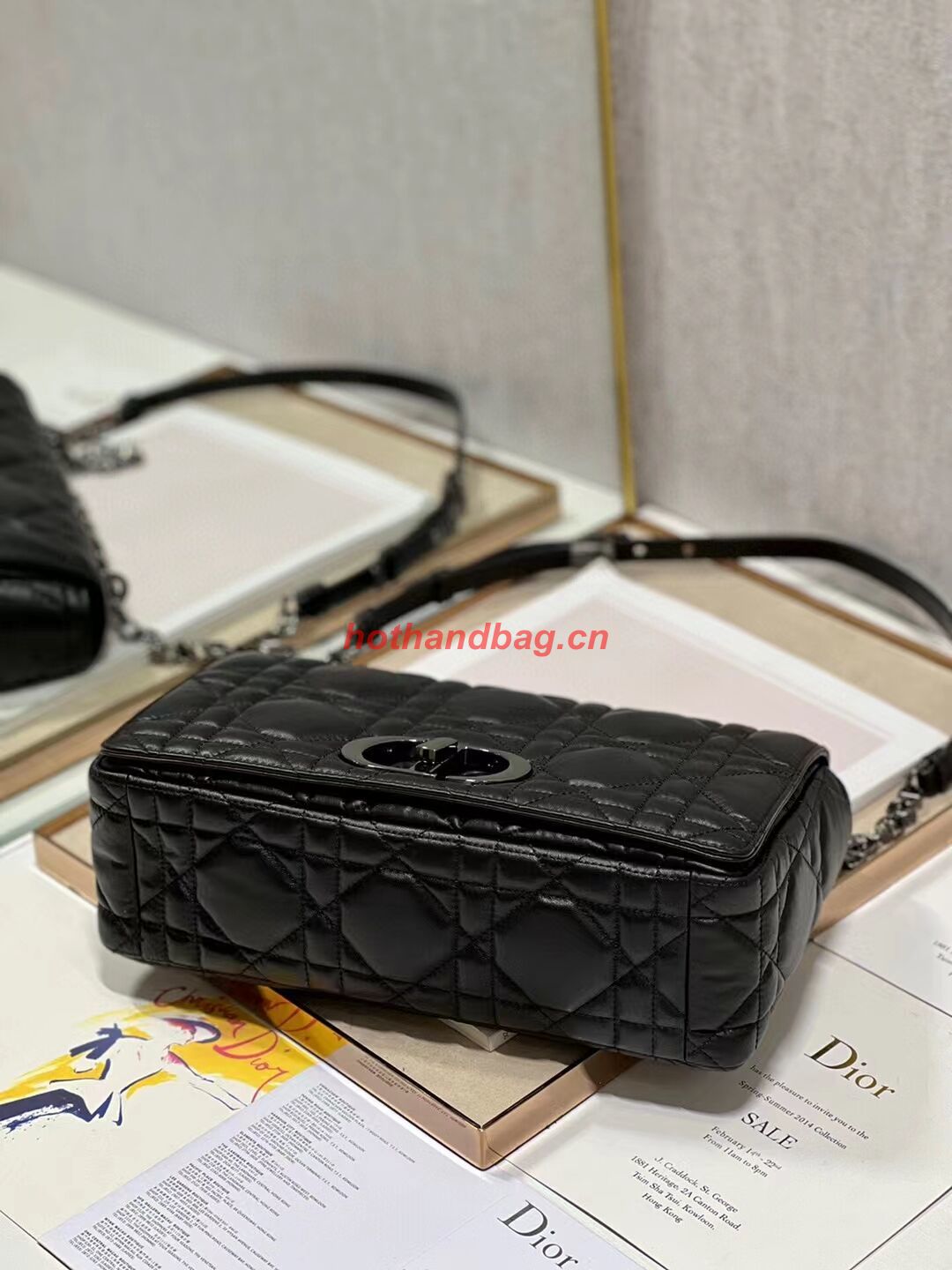 LARGE DIOR CARO BAG Supple Cannage Calfskin C3155 black LARGE DIOR CARO BAG Supple Cannage Calfskin C3155 black