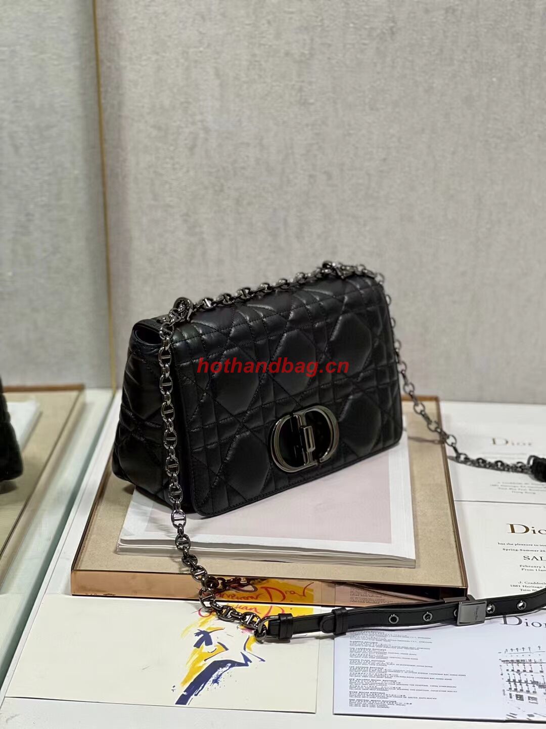 MEDIUM DIOR CARO BAG Supple Cannage Calfskin M9242U black&black MEDIUM DIOR CARO BAG Supple Cannage Calfskin M9242U black&black