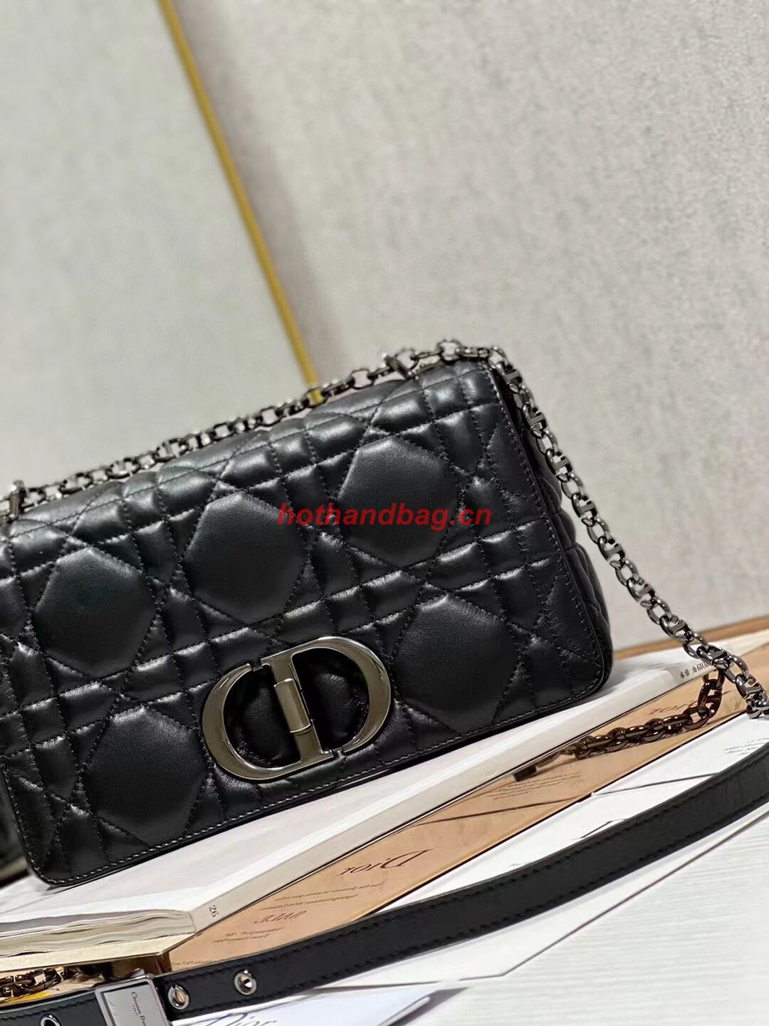 MEDIUM DIOR CARO BAG Supple Cannage Calfskin M9242U black&black MEDIUM DIOR CARO BAG Supple Cannage Calfskin M9242U black&black