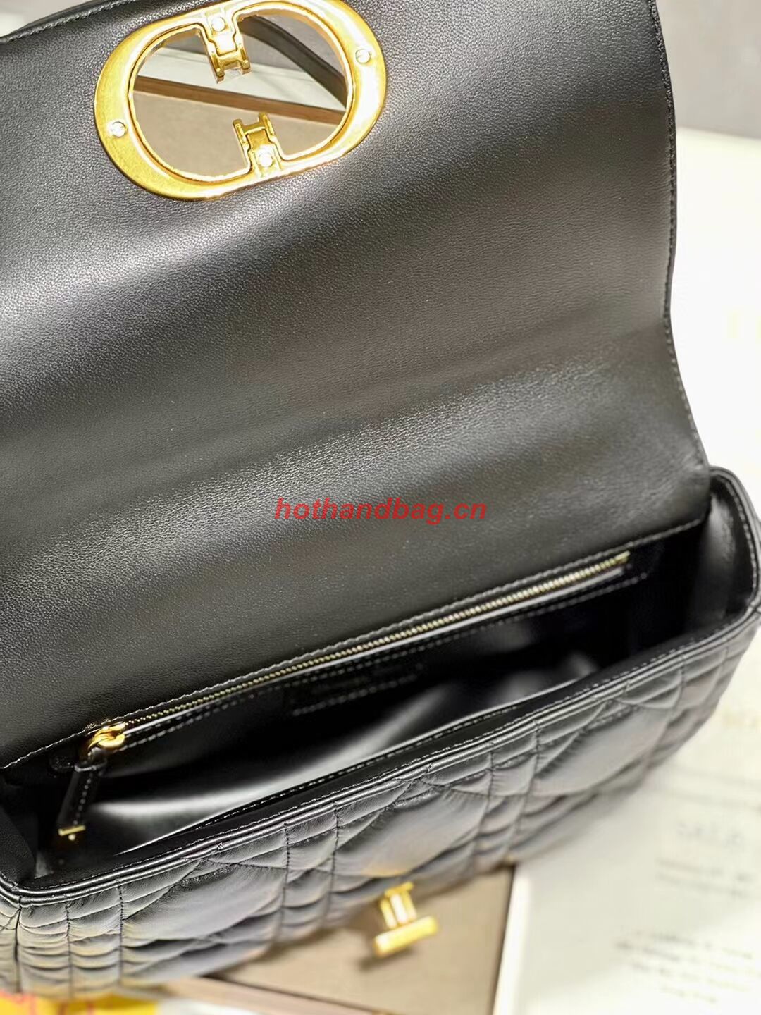 MEDIUM DIOR CARO BAG Supple Cannage Calfskin M9242U black&gold MEDIUM DIOR CARO BAG Supple Cannage Calfskin M9242U black&gold