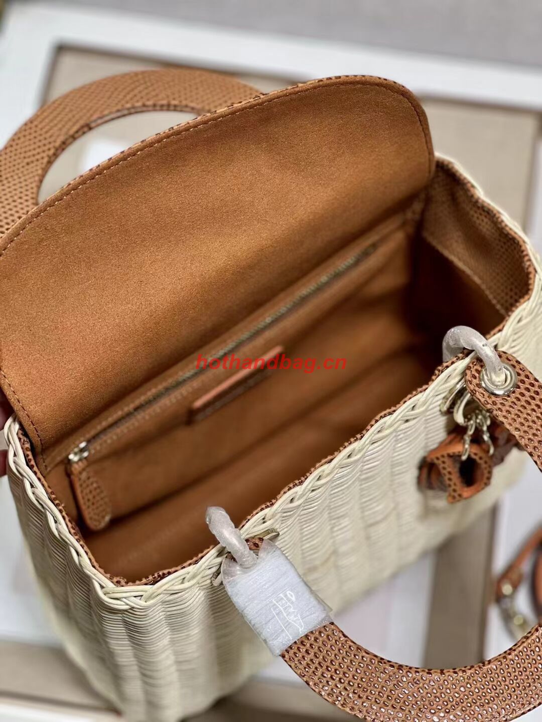 MEDIUM LADY DIOR BAG Natural Wicker and Brown Lizard skin M0565 MEDIUM LADY DIOR BAG Natural Wicker and Brown Lizard skin M0565