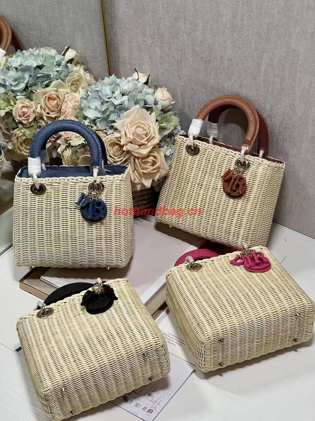 MEDIUM LADY DIOR BAG Natural Wicker and Brown Lizard skin M0565 MEDIUM LADY DIOR BAG Natural Wicker and Brown Lizard skin M0565