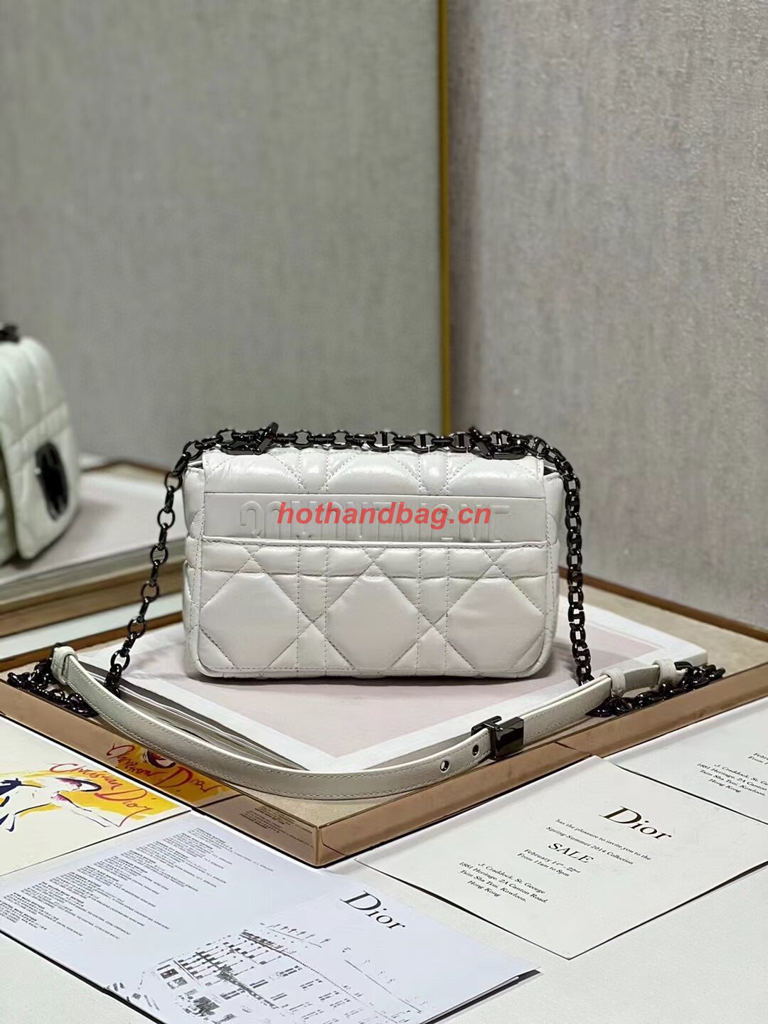 SMALL DIOR CARO BAG Supple Cannage Calfskin M9241U white&black SMALL DIOR CARO BAG Supple Cannage Calfskin M9241U white&black