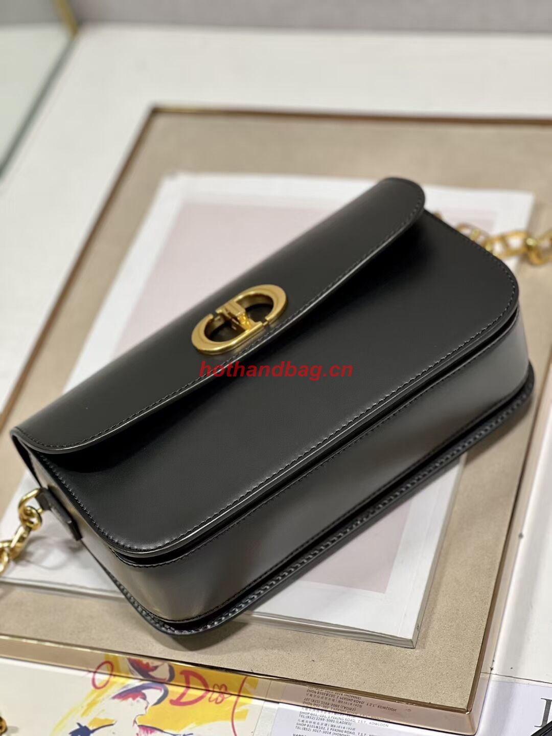 Dior 30 MONTAIGNE AVENUE BAG Dusty Box Calfskin M9260 BLACK Dior 30 MONTAIGNE AVENUE BAG Dusty Box Calfskin M9260 BLACK
