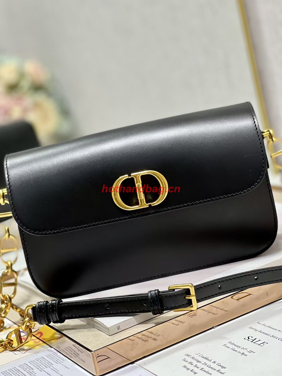 Dior 30 MONTAIGNE AVENUE BAG Dusty Box Calfskin M9260 BLACK Dior 30 MONTAIGNE AVENUE BAG Dusty Box Calfskin M9260 BLACK