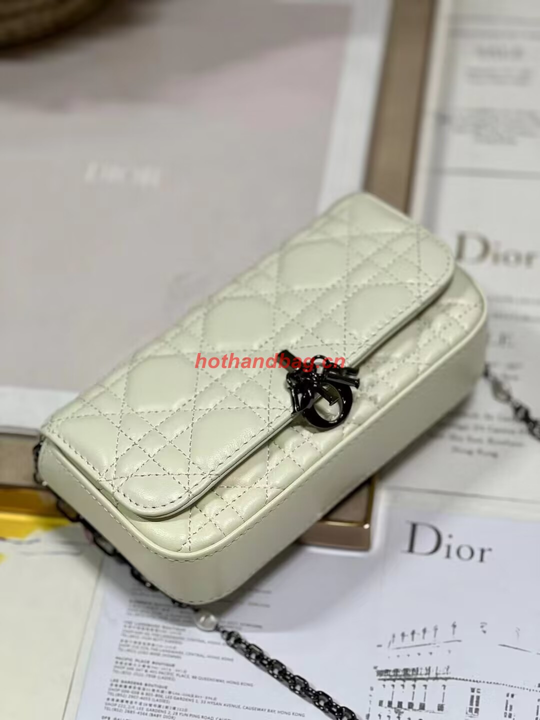 LADY DIOR PHONE POUCH Aesthetic Cannage Lambskin S0977O white LADY DIOR PHONE POUCH Aesthetic Cannage Lambskin S0977O white