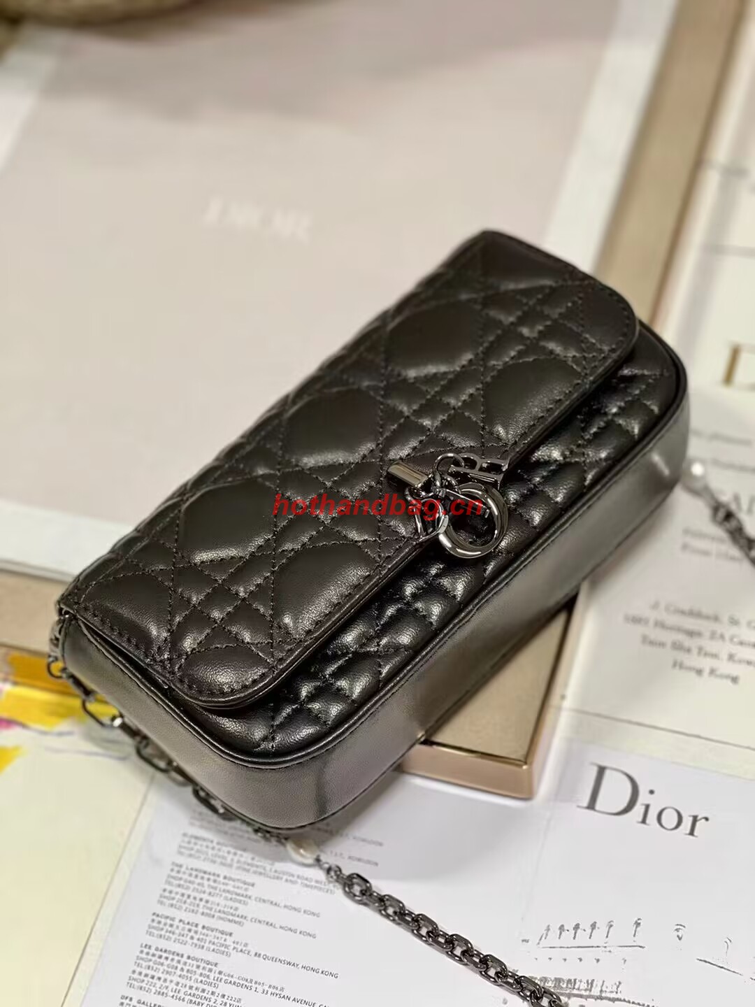 LADY DIOR PHONE POUCH Aesthetic Cannage Lambskin S0977O black LADY DIOR PHONE POUCH Aesthetic Cannage Lambskin S0977O black