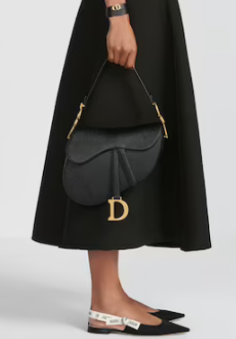 Dior SADDLE BAG WITH STRAP Grained Calfskin M0455CBA black Dior SADDLE BAG WITH STRAP Grained Calfskin M0455CBA black