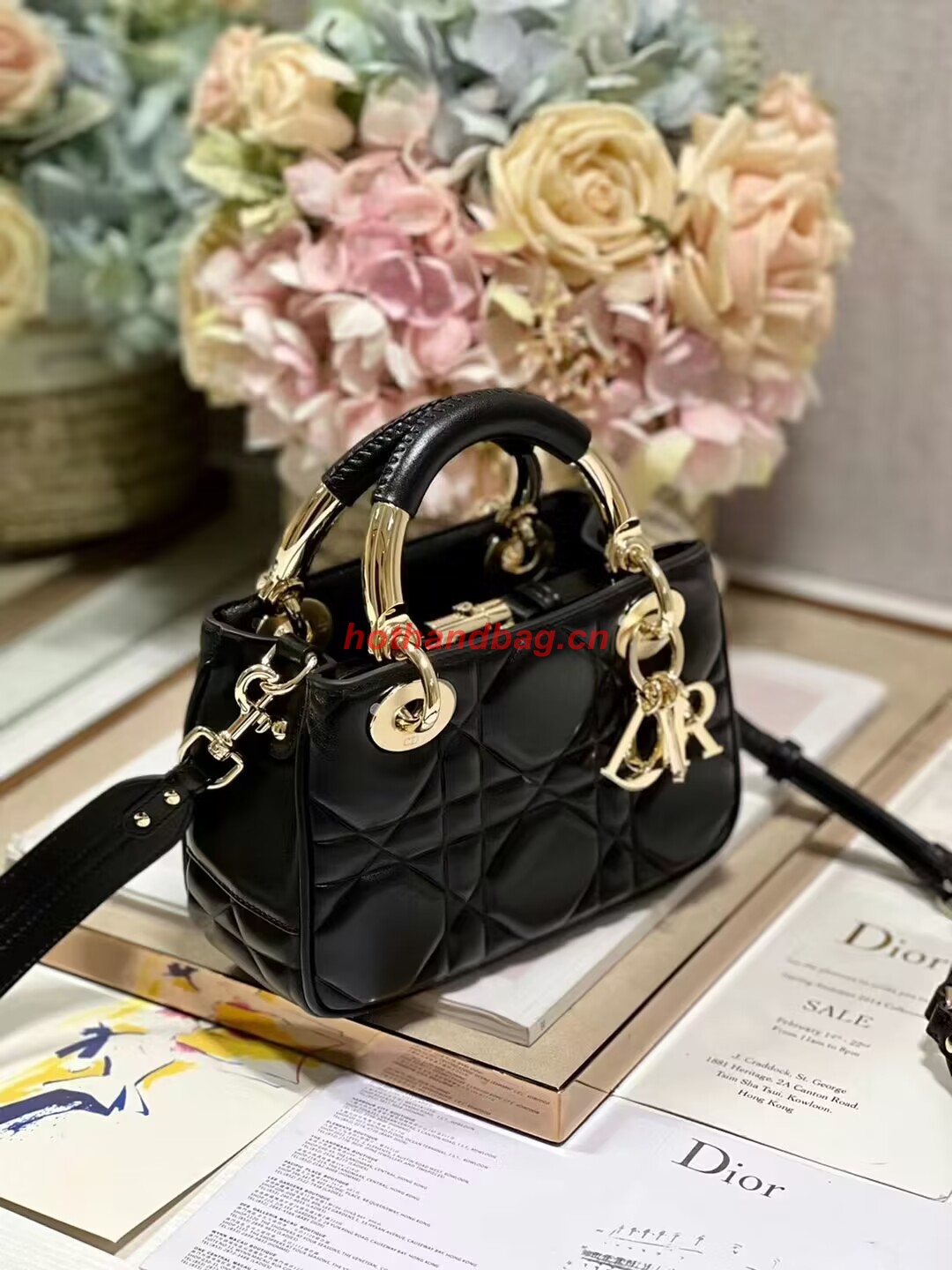 LADY DIOR TOP HANDLE SMALL BAG Cannage Lambskin C0620 black LADY DIOR TOP HANDLE SMALL BAG Cannage Lambskin C0620 black