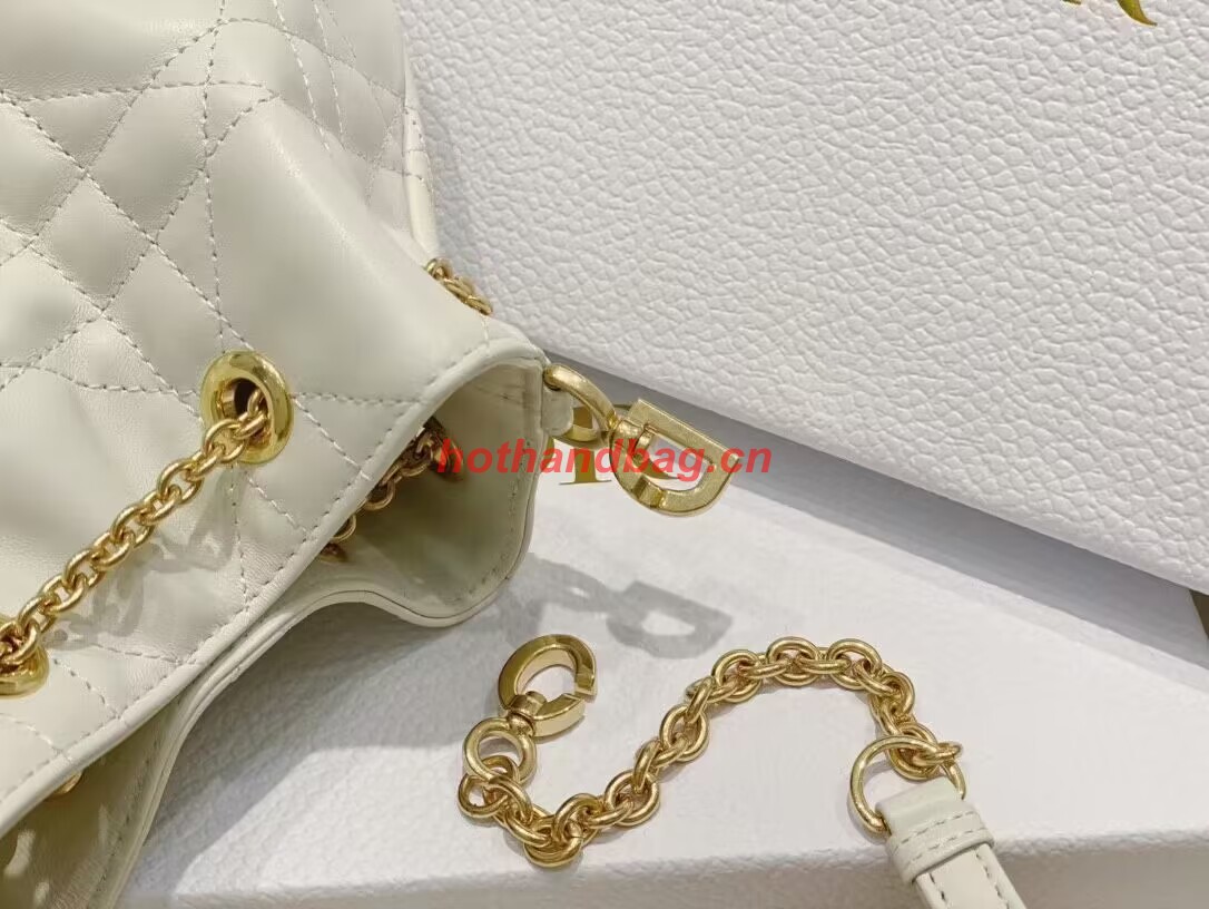 SMALL DIOR AMMI BAG Sand WHITE Supple Macrocannage Lambskin M22567F SMALL DIOR AMMI BAG Sand WHITE Supple Macrocannage Lambskin M22567F