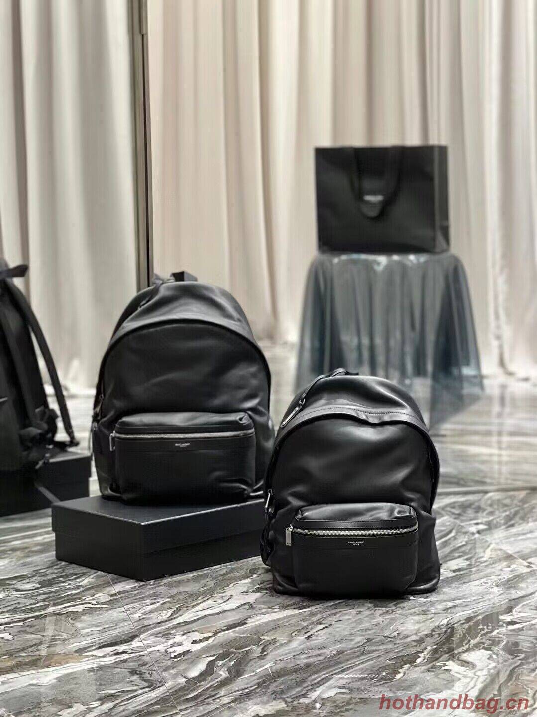 SAINT LAURENT LEATHER large knapsack A886653 black SAINT LAURENT LEATHER large knapsack A886653 black