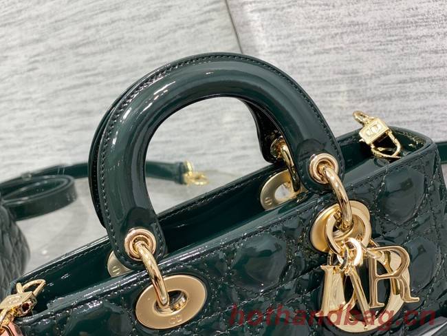 Dior SMALL LADY D-JOY BAG Patent Cannage Calfskin M0613OW blackish green