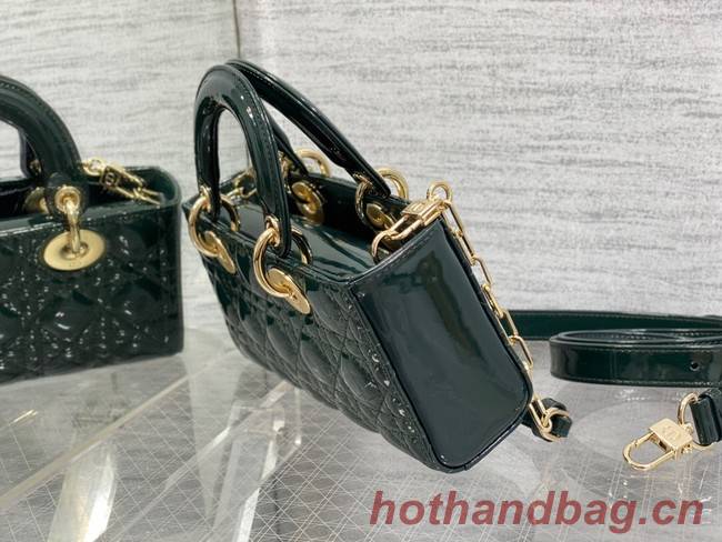 Dior SMALL LADY D-JOY BAG Patent Cannage Calfskin M0613OW blackish green